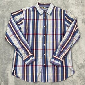 Alexander Julian‎ Shirt Mens L Multicolor Plaid Regular Fit Collared Button Up